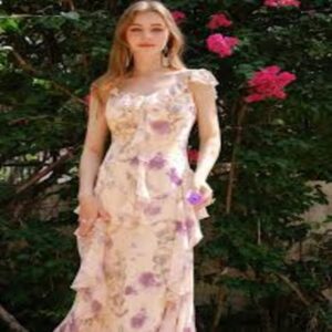 Savana Apricot Ruffle A-Line Dress