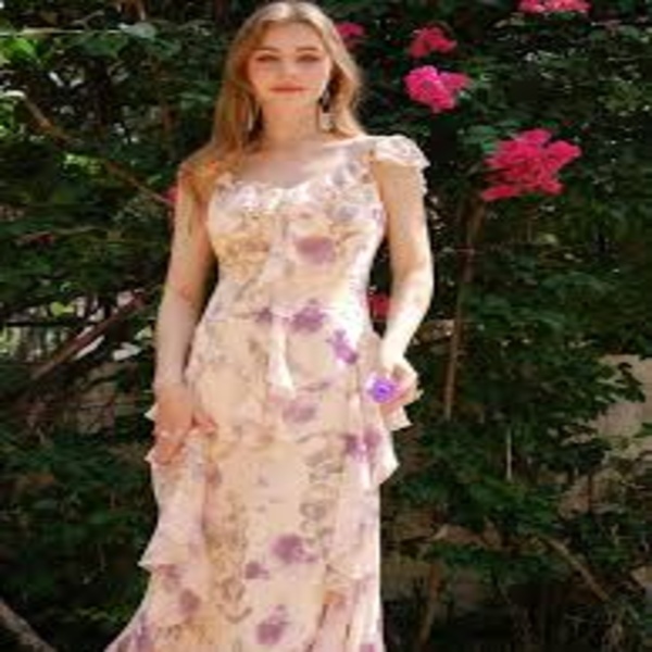 Savana Apricot Ruffle A-Line Dress